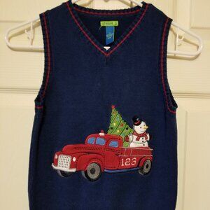 Boy Christmas tree truck sweater vest Size: 7X